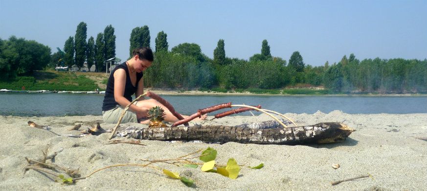 trappeur in riva al Po