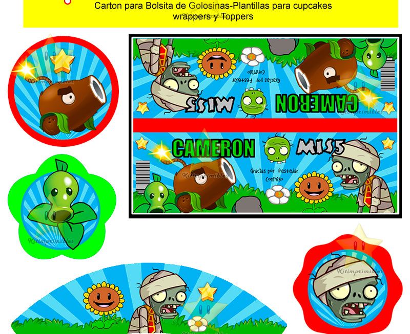 Kit Imprimible Plantas Vs Zombies Candy Bar Fiesta S 1800 En Mercado Libre 6458