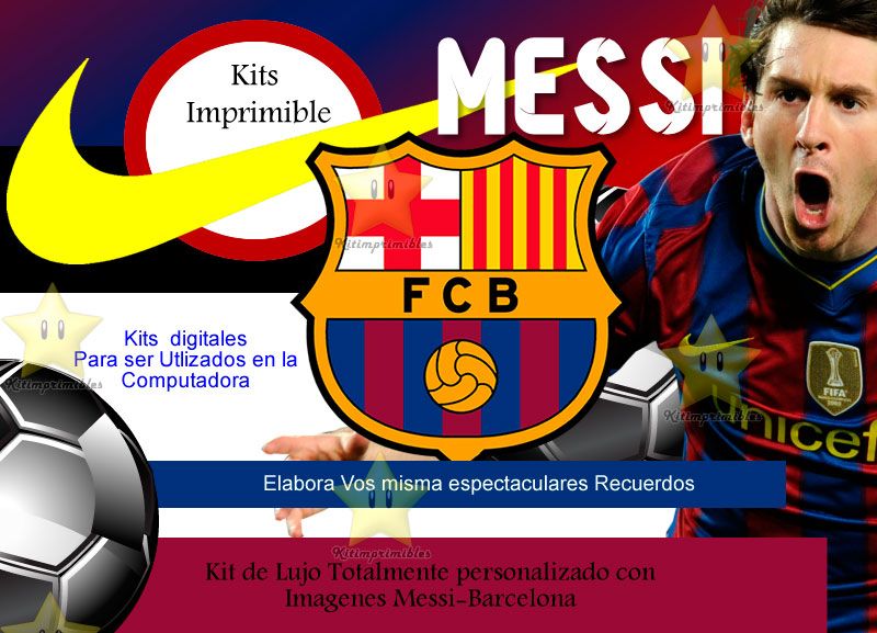 Kit De Barcelona Messi Diseñá Tarjetas, Cumples Y Mas - $ 150,00 en