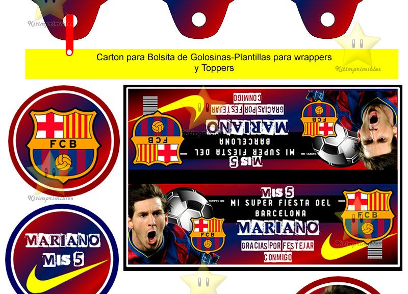 Kit Imprimible Barcelona Messi Diseño Tarjeta Cumpleaños Cd - S/ 10,00