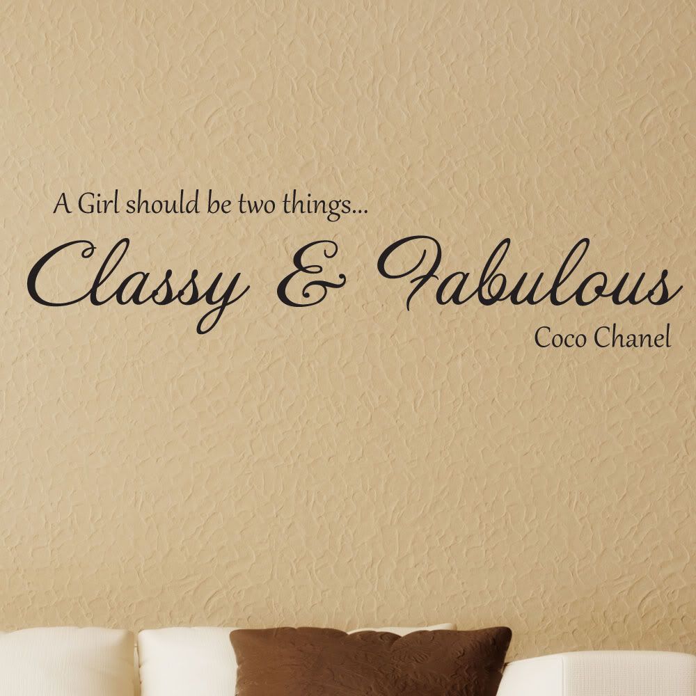 Coco Chanel Classy Fabulous Wall Sticker Quote Bedroom Lounge Wall