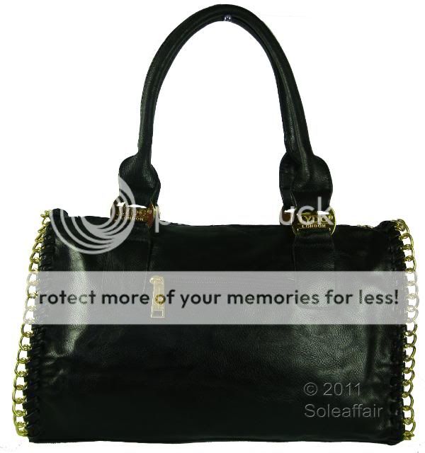 LYDC Designer Leather Style Stud & Chain Womens Handbag  