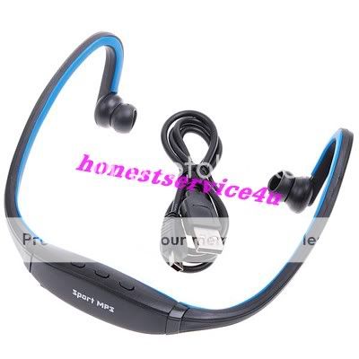 Sport  Player Blue Headset Handsfree Earphone +2GB  