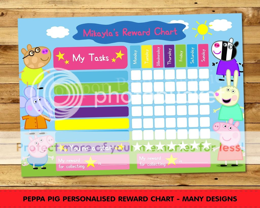 PEPPA PIG PERSONALISED REWARD CHART BEHAVIOUR CHORE KIDS ACTIVITY ...